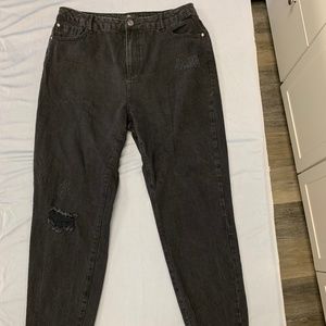Missguided black ripped mom jeans size US 8